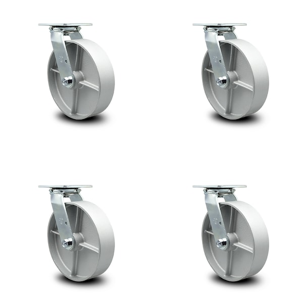 8 Inch Semi Steel Wheel Swivel Caster Set with Ball Bearings
